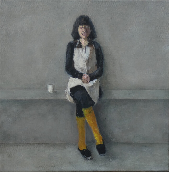 Peinture intitulée "Une fille en tablie…" par John Vesty, Œuvre d'art originale, Huile