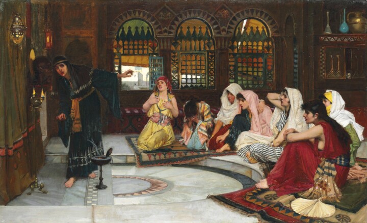 Painting titled "Consulter l'Oracle" by John William Waterhouse, Original Artwork, Oil