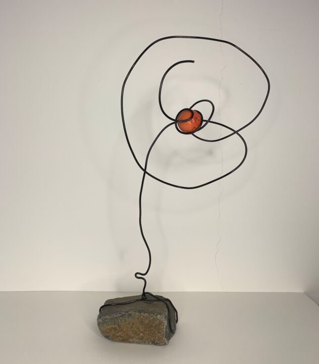 Sculpture intitulée "StoneFlower" par John Z Villin, Œuvre d'art originale, Métaux