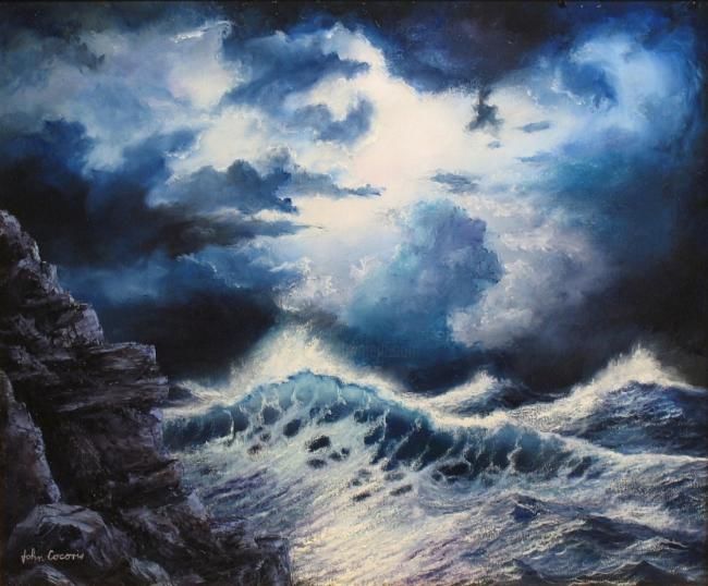 Sea Storm Painting By John Cocoris Artmajeur