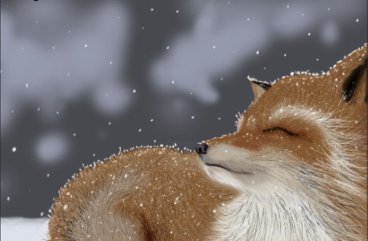 Arts numériques intitulée "Winter Fox" par Withy Fox, Œuvre d'art originale, Peinture numérique