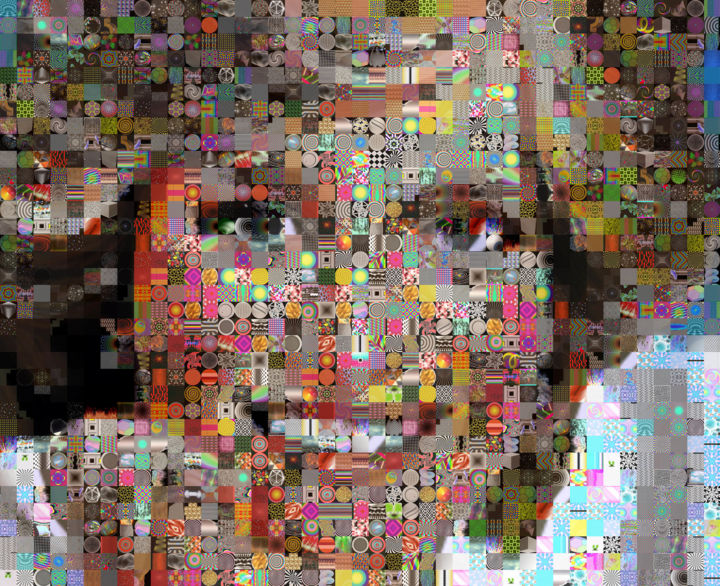 Schilderij getiteld "Lady Diana Collage" door Johnlijo Bluefish, Origineel Kunstwerk, Olie