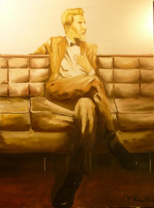 Ζωγραφική με τίτλο "jeune homme assi" από Mc Kenzie, Αυθεντικά έργα τέχνης, Λάδι