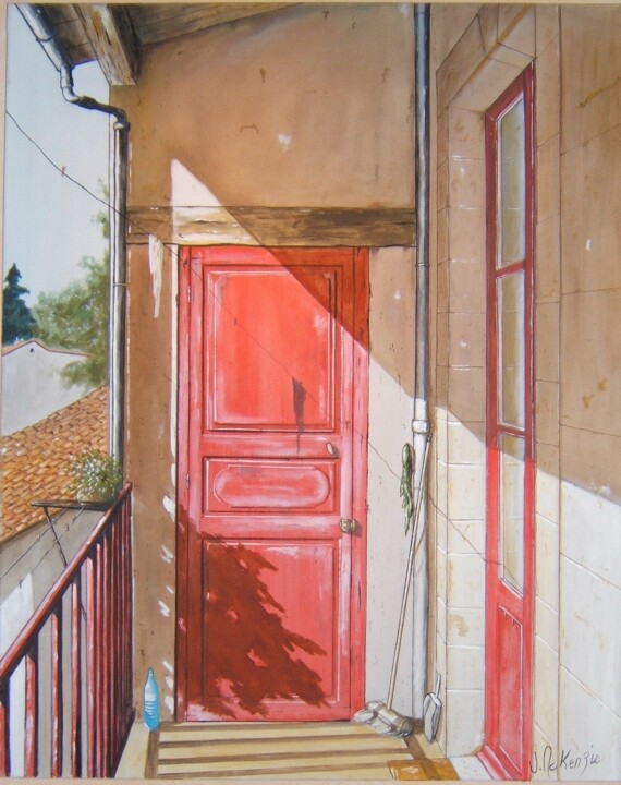 Peinture intitulée "Porte rouge" par Mc Kenzie, Œuvre d'art originale, Huile