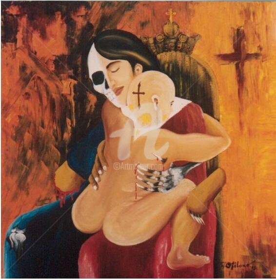 Painting titled "Mother and Child of…" by Johnny E.S.J. Otilano, Original Artwork