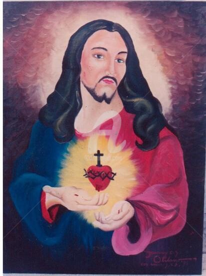Painting titled "The Sacred Heart" by Johnny E.S.J. Otilano, Original Artwork