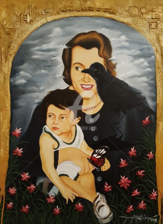 Painting titled "Mother and Child of…" by Johnny E.S.J. Otilano, Original Artwork, Oil