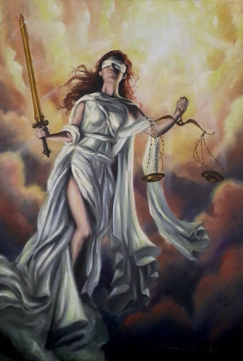 Painting titled "lady justice" by Johnny Oliveira, Original Artwork
