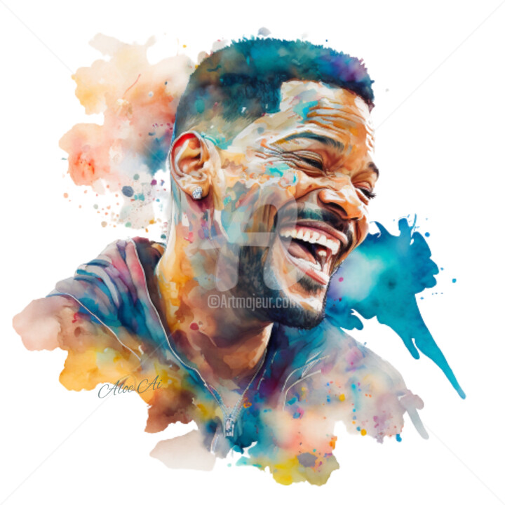 Digital Arts titled "Will Smith / Will S…" by Aloe Ai, Original Artwork, Watercolor