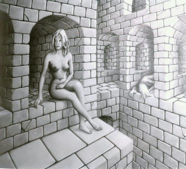 Dessin intitulée "LE REFLET IMAGINAIRE" par John Rothschild, Œuvre d'art originale, Crayon