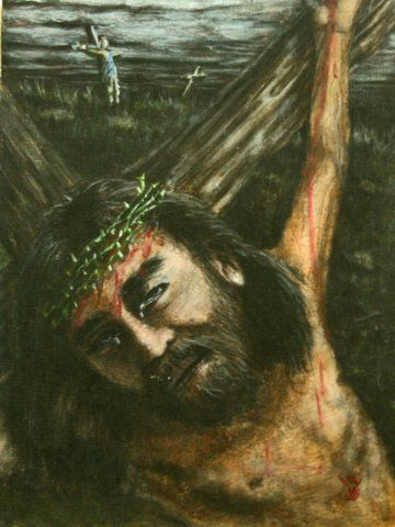 Peinture intitulée "Crucifixion" par John Van Es, Œuvre d'art originale, Huile