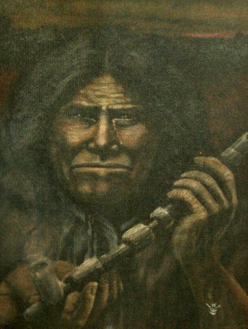 Malarstwo zatytułowany „Geronimo” autorstwa John Van Es, Oryginalna praca, Olej