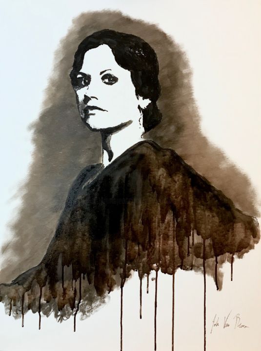 Schilderij getiteld "Dolores O’Riordan" door John Von Brown, Origineel Kunstwerk, Inkt