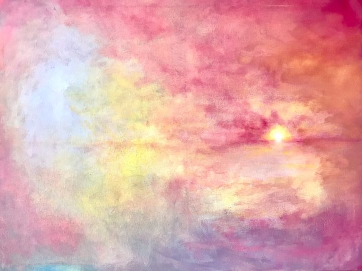 Pittura intitolato "Sunset" da John Von Brown, Opera d'arte originale, Olio
