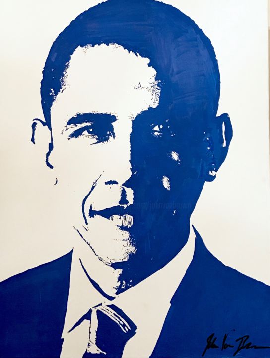 Painting titled "Barack Obama" by John Von Brown, Original Artwork, Acrylic