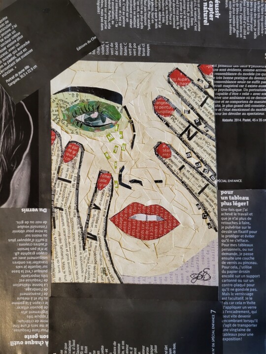 Collagen mit dem Titel "Tristesse" von Johs, Original-Kunstwerk, Collagen