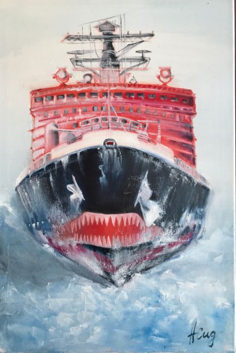 Картина под названием "Arktika" - Natalie Cug, Подлинное произведение искусства, Масло