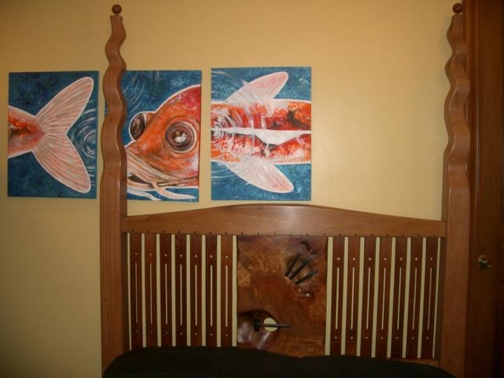 Painting titled "tryptic carp" by Jose Mari Pamintuan, Original Artwork