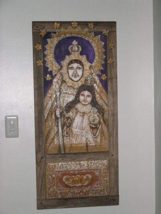 Painting titled "Our Lady of Manaoag" by Jose Mari Pamintuan, Original Artwork