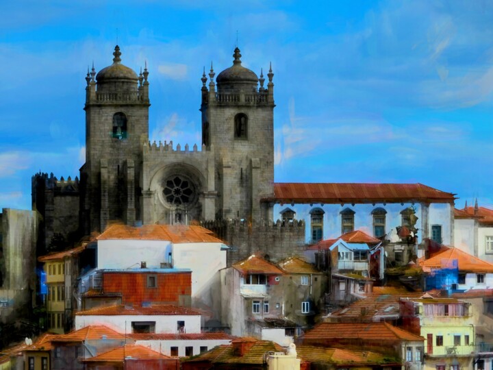 Digital Arts titled "Porto Cathedral" by Jokannan, Original Artwork, Digital Painting