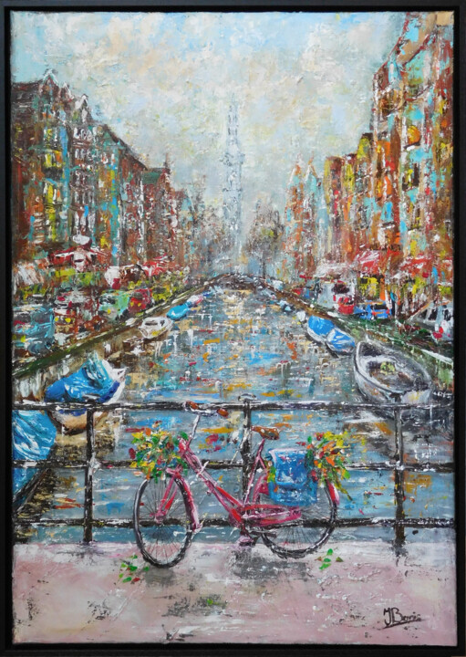 Pintura titulada "Amsterdam" por Joke Bennis, Obra de arte original, Acrílico Montado en Bastidor de camilla de madera