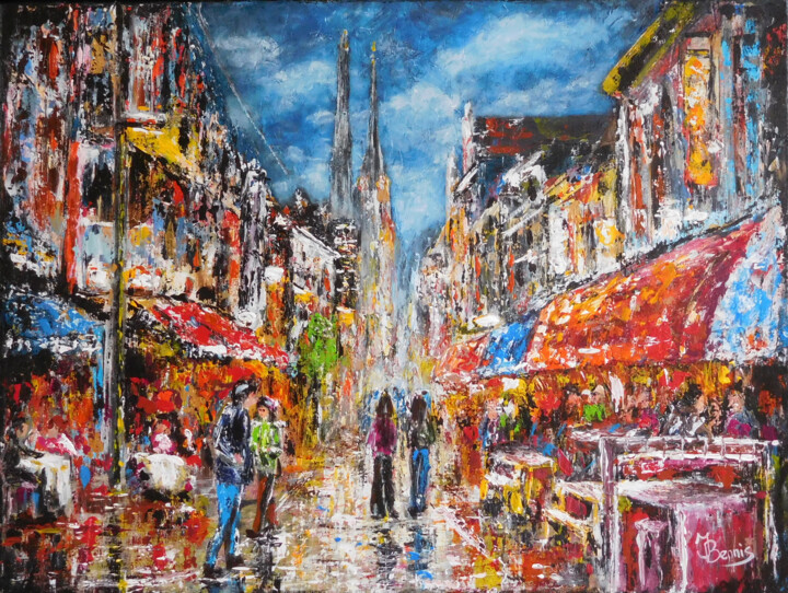 Painting titled "Eindhoven" by Joke Bennis, Original Artwork, Acrylic Mounted on Wood Stretcher frame