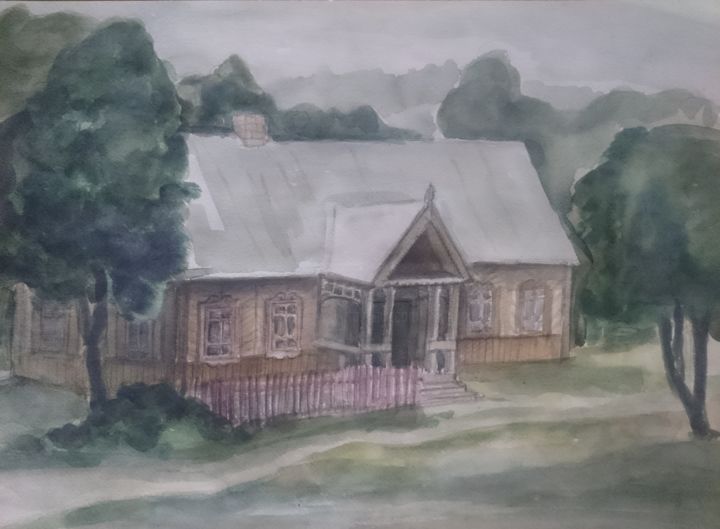 Painting titled "the house of Henrick" by Angelė Drėgvienė, Original Art, Watercolor