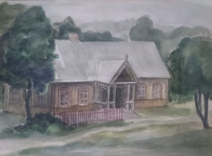 Painting titled "the house of Henrick" by Angelė Drėgvienė, Original Artwork, Watercolor