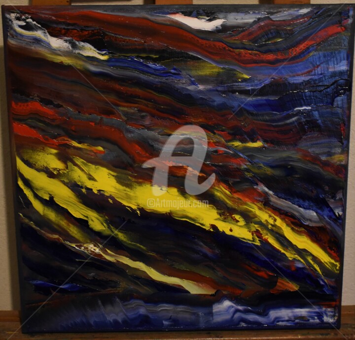 Painting titled "Abstrait couleurs d…" by Joky, Original Artwork, Oil