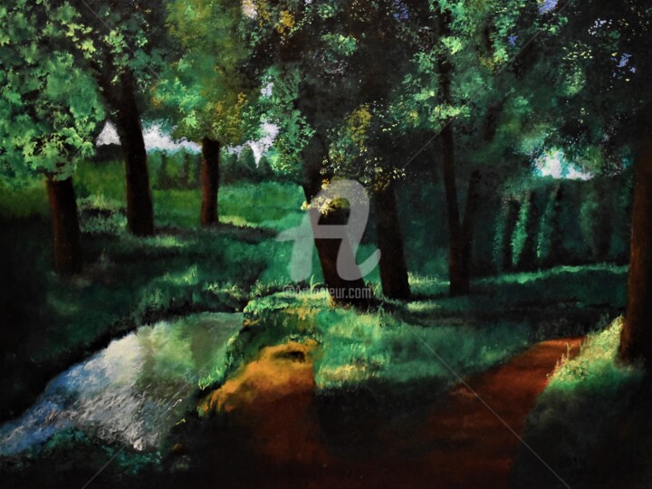 Картина под названием "spring landscape pa…" - Joky, Подлинное произведение искусства, Масло