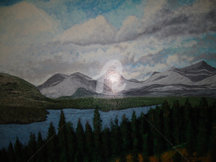 Peinture intitulée "peinture paysage mo…" par Joky, Œuvre d'art originale, Huile