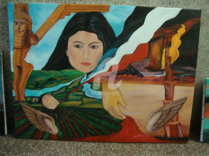 Peinture intitulée "mére assyrien" par Joky, Œuvre d'art originale, Huile