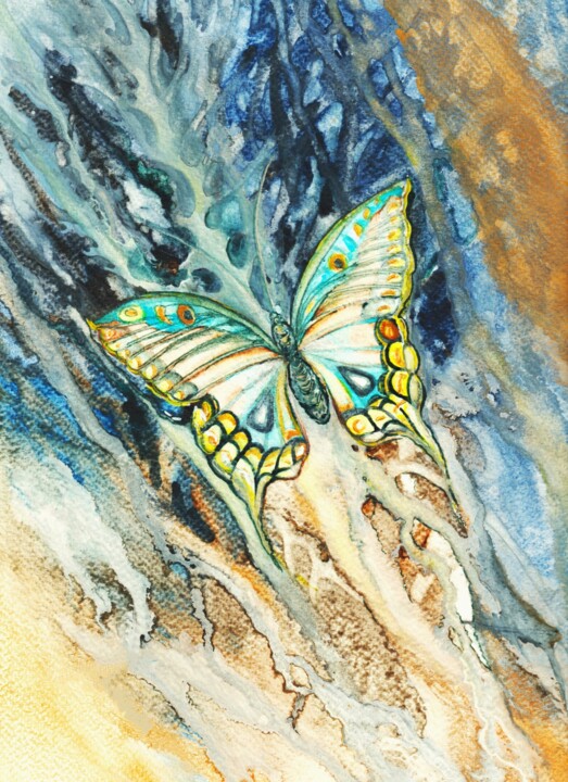 Malarstwo zatytułowany „Motyl III” autorstwa Jolanta Frankiewicz, Oryginalna praca, Akwarela