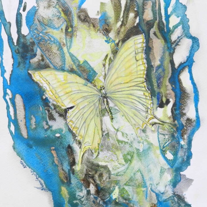 Malarstwo zatytułowany „Motyl IV” autorstwa Jolanta Frankiewicz, Oryginalna praca, Akwarela