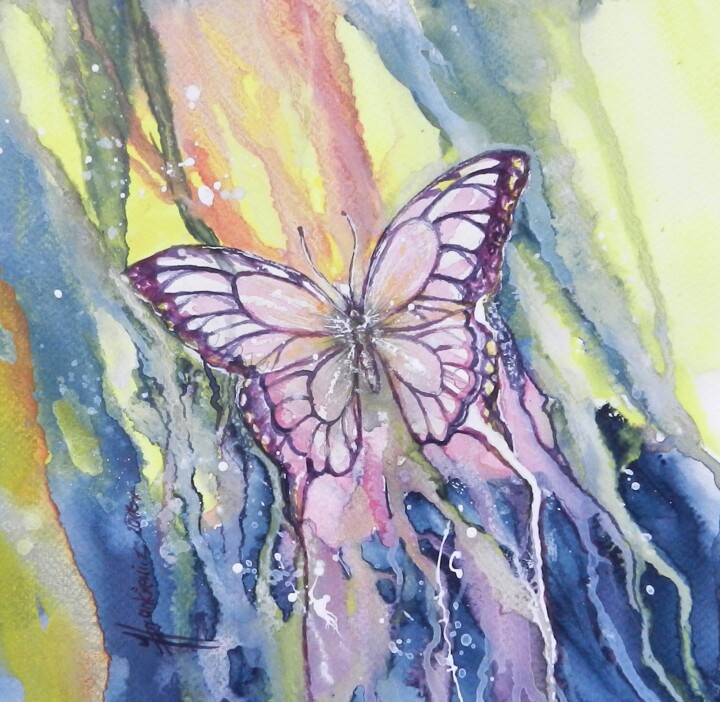 Malarstwo zatytułowany „Motyl V” autorstwa Jolanta Frankiewicz, Oryginalna praca, Akwarela