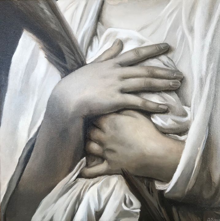 Malerei mit dem Titel "Hand study" von Jolanta Limonada, Original-Kunstwerk, Öl