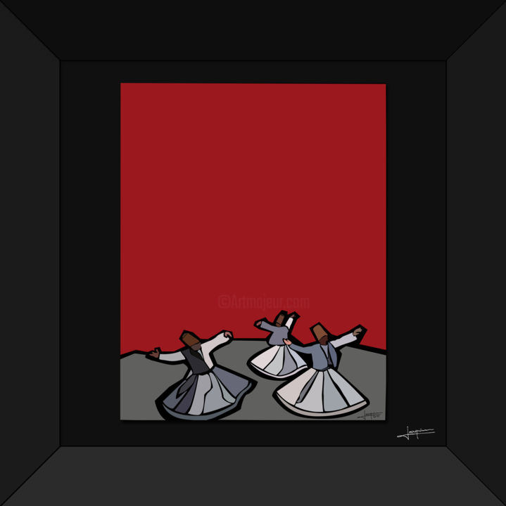 Peinture intitulée "Derviche tourneur" par Joaquim Vidal, Œuvre d'art originale, Bombe aérosol