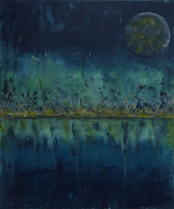 Painting titled "CLAIR DE LUNE" by Jolawa, Original Artwork, Acrylic