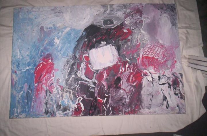 Painting titled "Le mal" by Maurice Nounon, Original Artwork, Oil