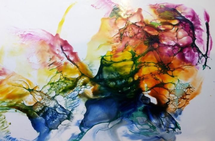 Malerei mit dem Titel "Colorful" von Jolly-Art, Original-Kunstwerk, Enkaustik