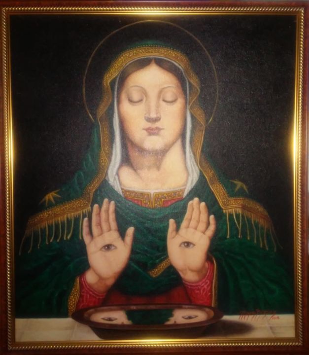 Pintura titulada "santa-lucia.jpeg" por Jorge Enrique Martinez Correa, Obra de arte original, Oleo Montado en Panel de madera