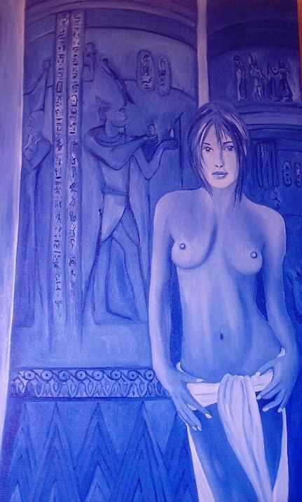 Pintura intitulada "Aegyptico Azulis -…" por Joma Sipe, Obras de arte originais, Óleo