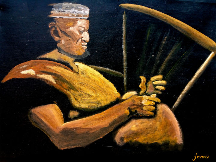 Malarstwo zatytułowany „AFRICAN HARP” autorstwa Jomu Paints, Oryginalna praca, Akryl Zamontowany na Drewniana rama noszy