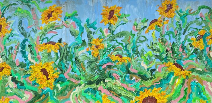 Malerei mit dem Titel "Last Bloom at Sans…" von Jon Parlangeli, Original-Kunstwerk, Öl Auf Keilrahmen aus Holz montiert