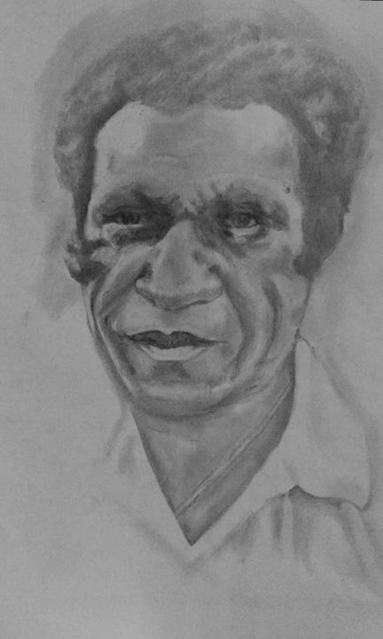 Drawing titled "Iambarkey Okuku" by Jonah Philip, Original Artwork, Pencil Mounted on Wood Panel