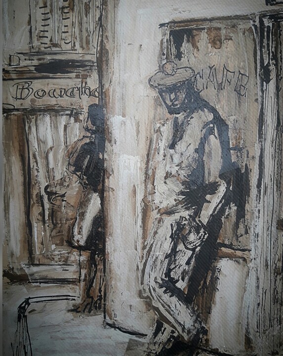 Pintura titulada "rencard noir" por Jonas Abdias, Obra de arte original, Vidrieras de pintura