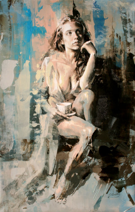 Painting titled "JK20-1229 Sound of…" by Jonas Kunickas, Original Art, Oil Mounted on Stretcher frame