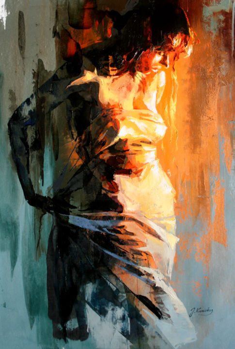 Pittura intitolato "JK21-0113 Near Fire…" da Jonas Kunickas, Opera d'arte originale, Olio Montato su Telaio per barella in l…