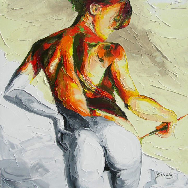 Painting titled "She in Colour" by Jonas Kunickas, Original Artwork, Oil