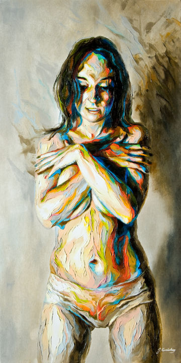 Картина под названием "JK14-1210 She" - Jonas Kunickas, Подлинное произведение искусства, Масло